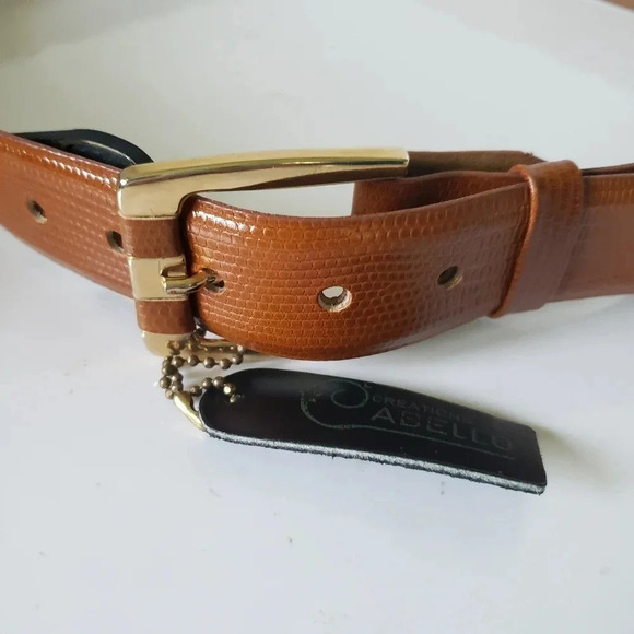 Creations Cabello Mens Tan Leather Belt Size 38. - Picture 2 of 7